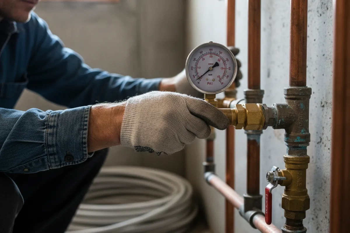 Pressure testing a repaired line during Water Line Repair in Irvington